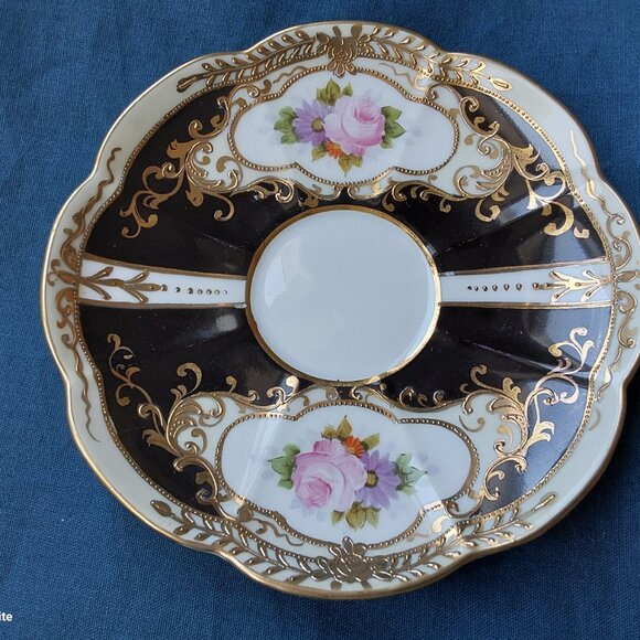 Stunning vintage Noritake teacup and saucer set hand painted flowers gold moriag - Picture 4 of 14